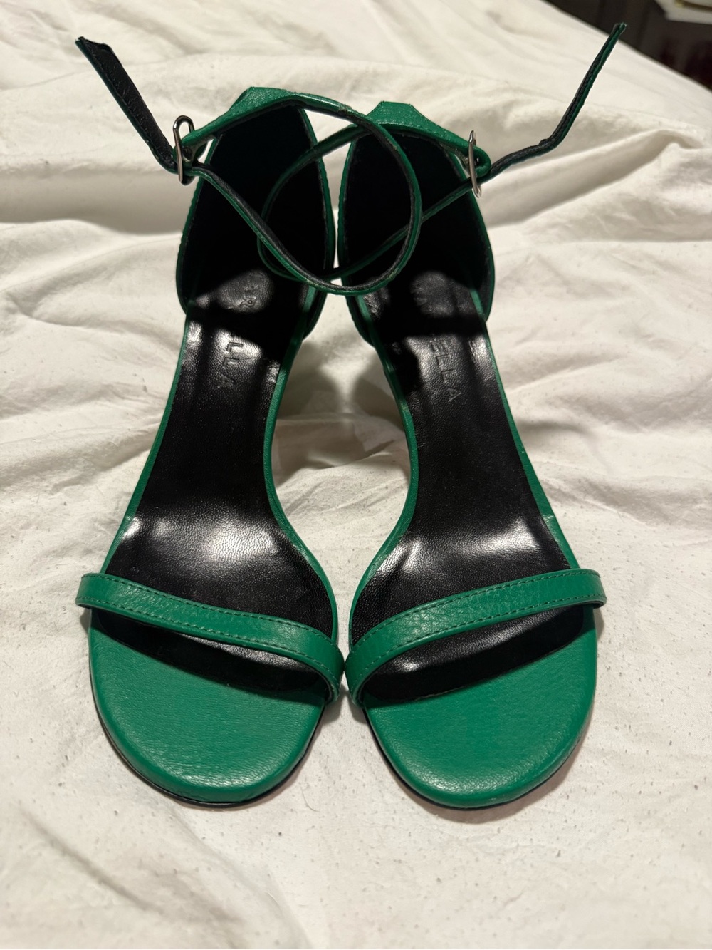 Emerald Green Open-Toe Ankle-Strap Heels